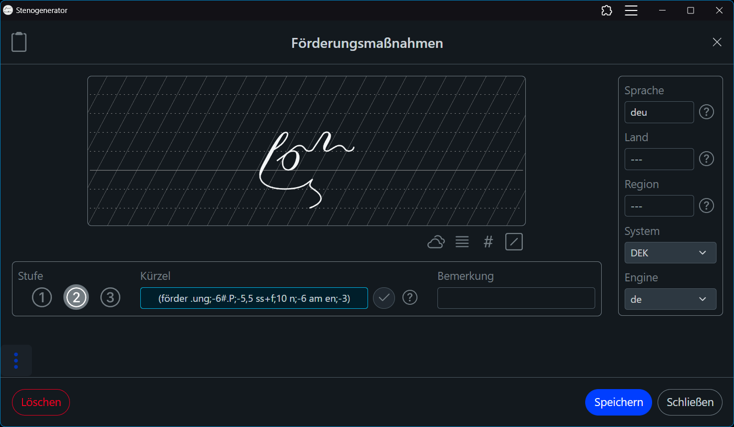 Stenogenerator: Steno bearbeiten
